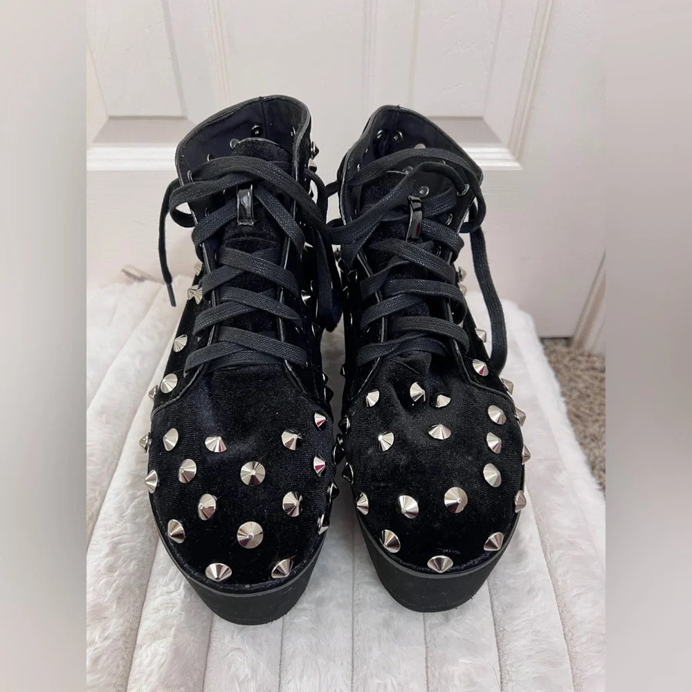 Lemon drop by dolls kill Studded Black Platform Sneakers